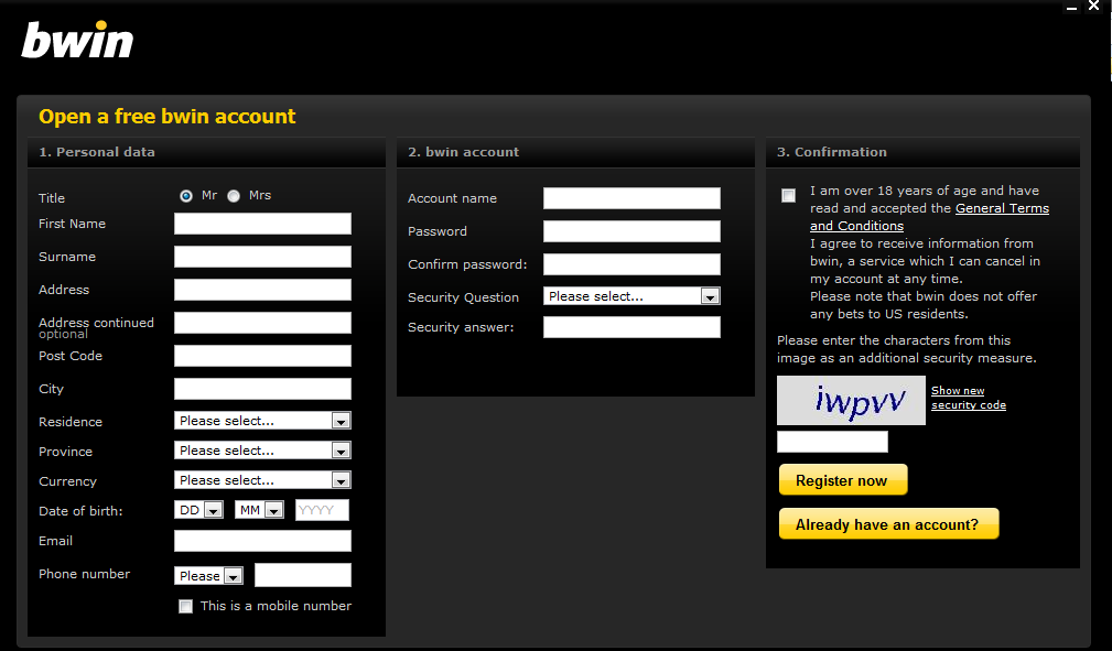 sign up bwin