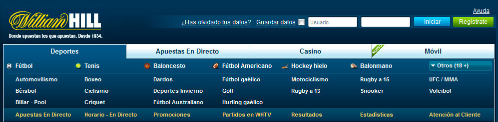 Crea tu cuenta William Hill